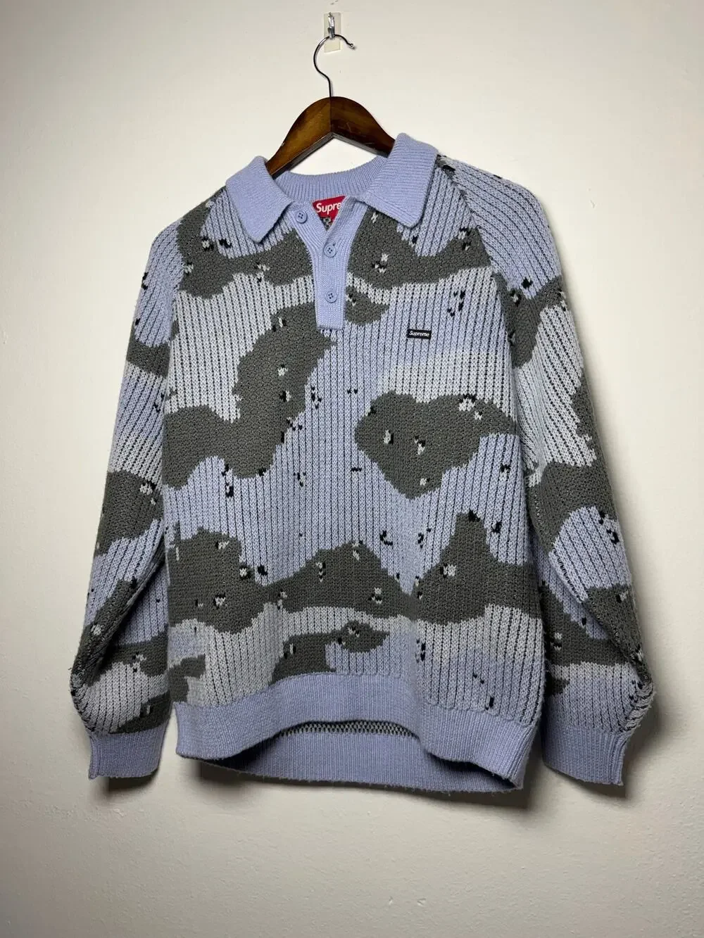 Supreme Small Box Polo Sweater 'Blue Camo'